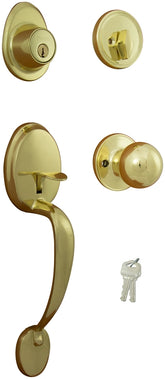 ProSource S7731-PS Combination Lockset, Polished Brass, T3 Interior Handle, 3 Grade, Brass